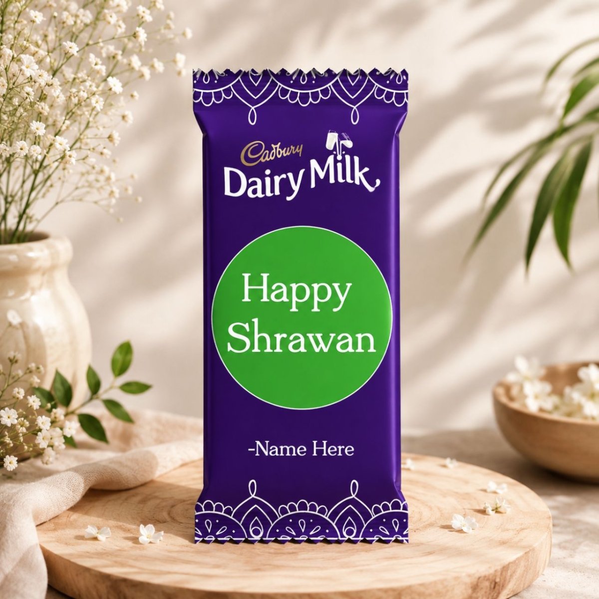 Happy Shrawan Personalized Dairy Milk 105g - Flowers to Nepal - FTN