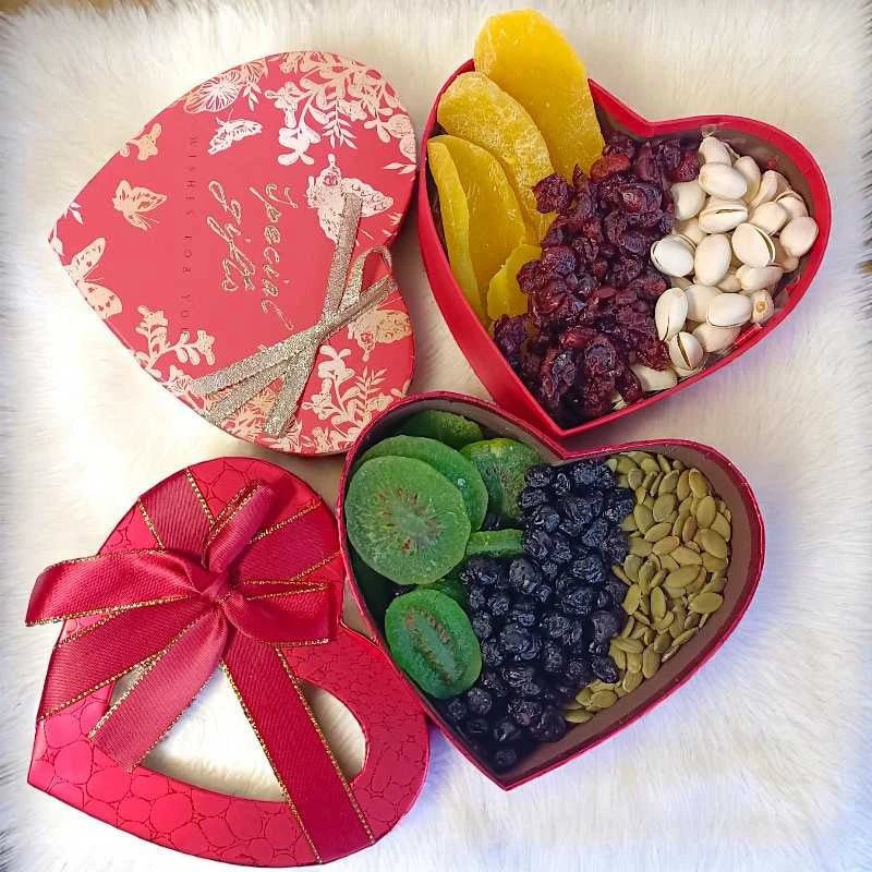 Healthy Dried Fruits & Seeds Heart Gift Box - Flowers to Nepal - FTN