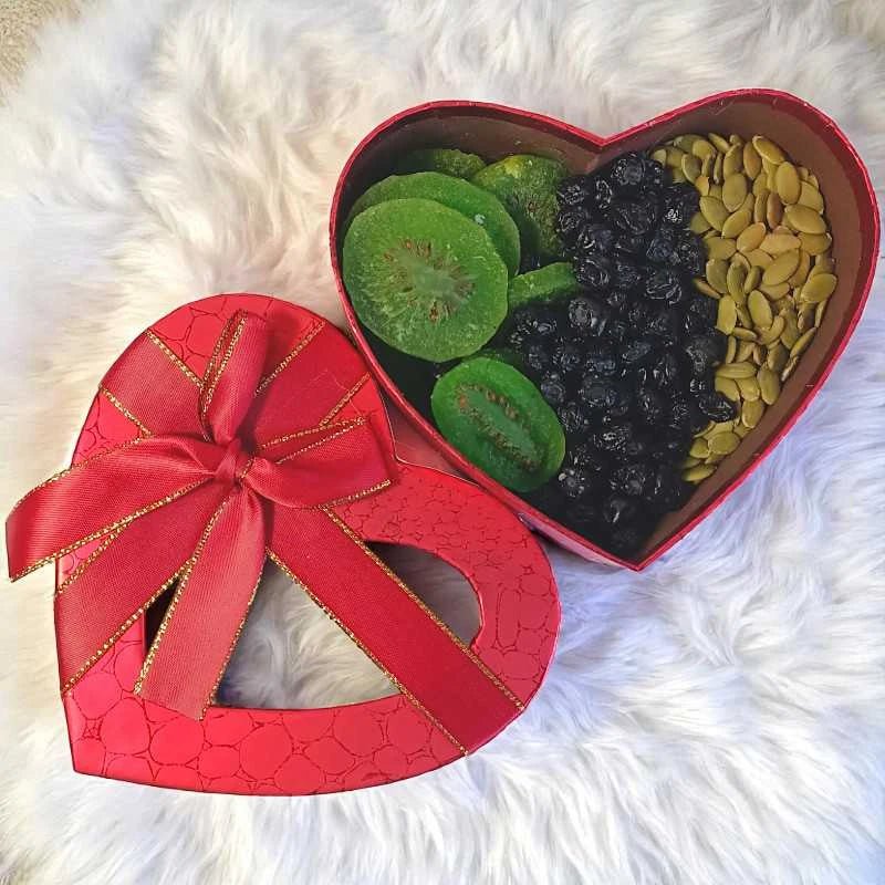 Healthy Dried Fruits & Seeds Heart Gift Box - Flowers to Nepal - FTN