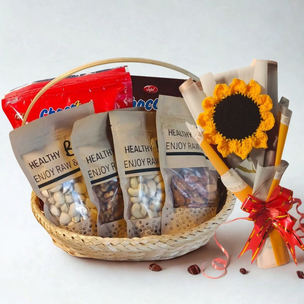 Healthy Nuts, Snacks & Crochet Candle Basket - Flowers to Nepal - FTN