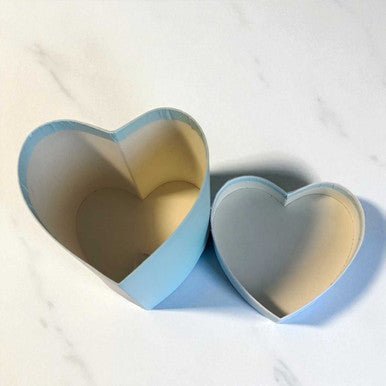 Heart Box Soft Blue with White Border - Flowers to Nepal - FTN