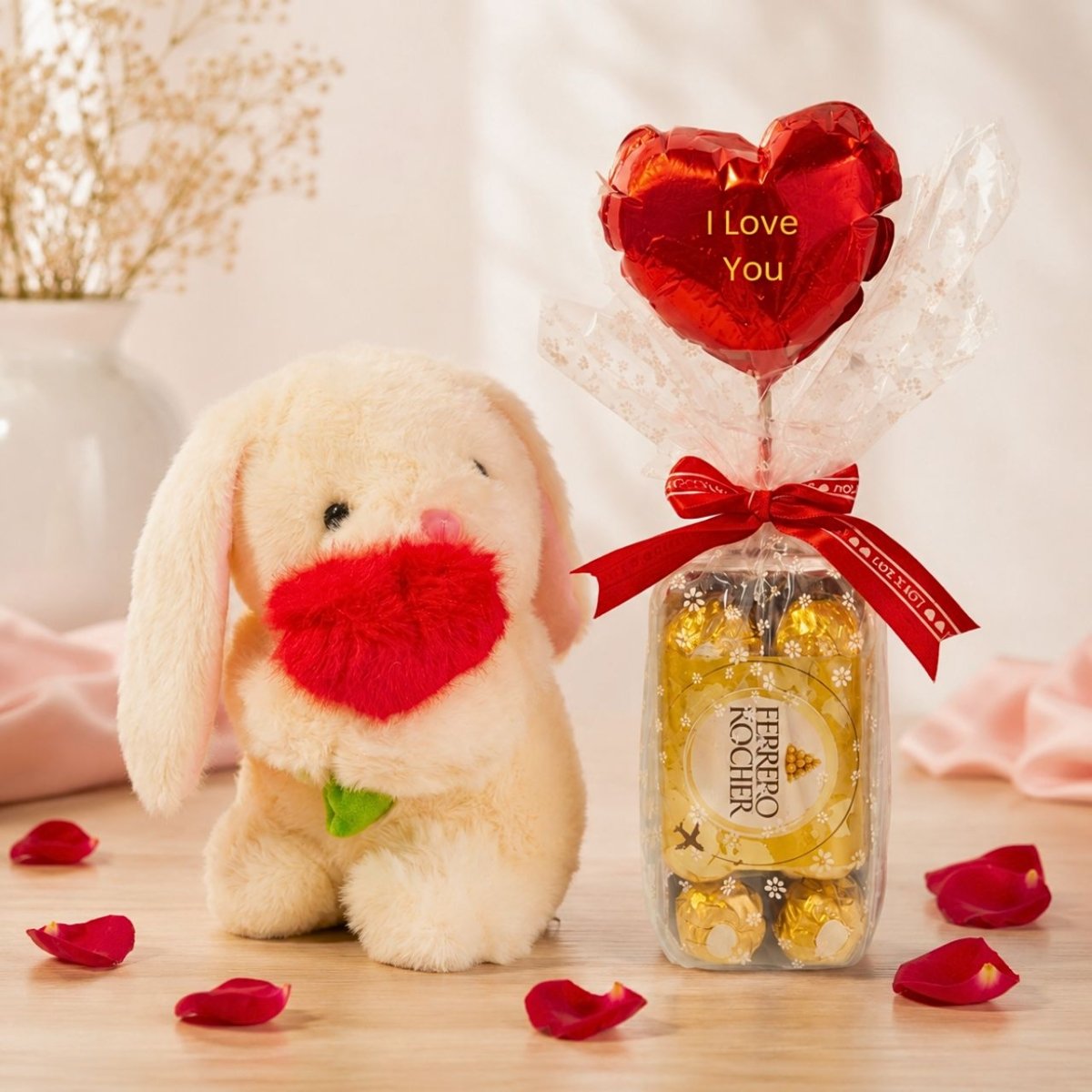 Heart Bunny & Ferrero Rocher Gift Set - Flowers to Nepal - FTN