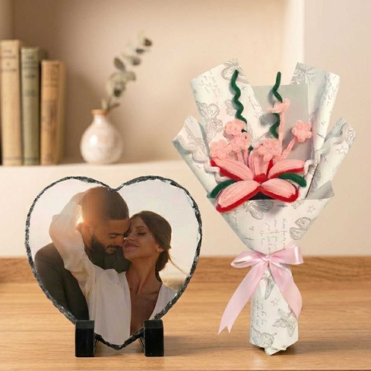 Heart Slate Keepsake with Flower Arrangement - Flowers to Nepal - FTN