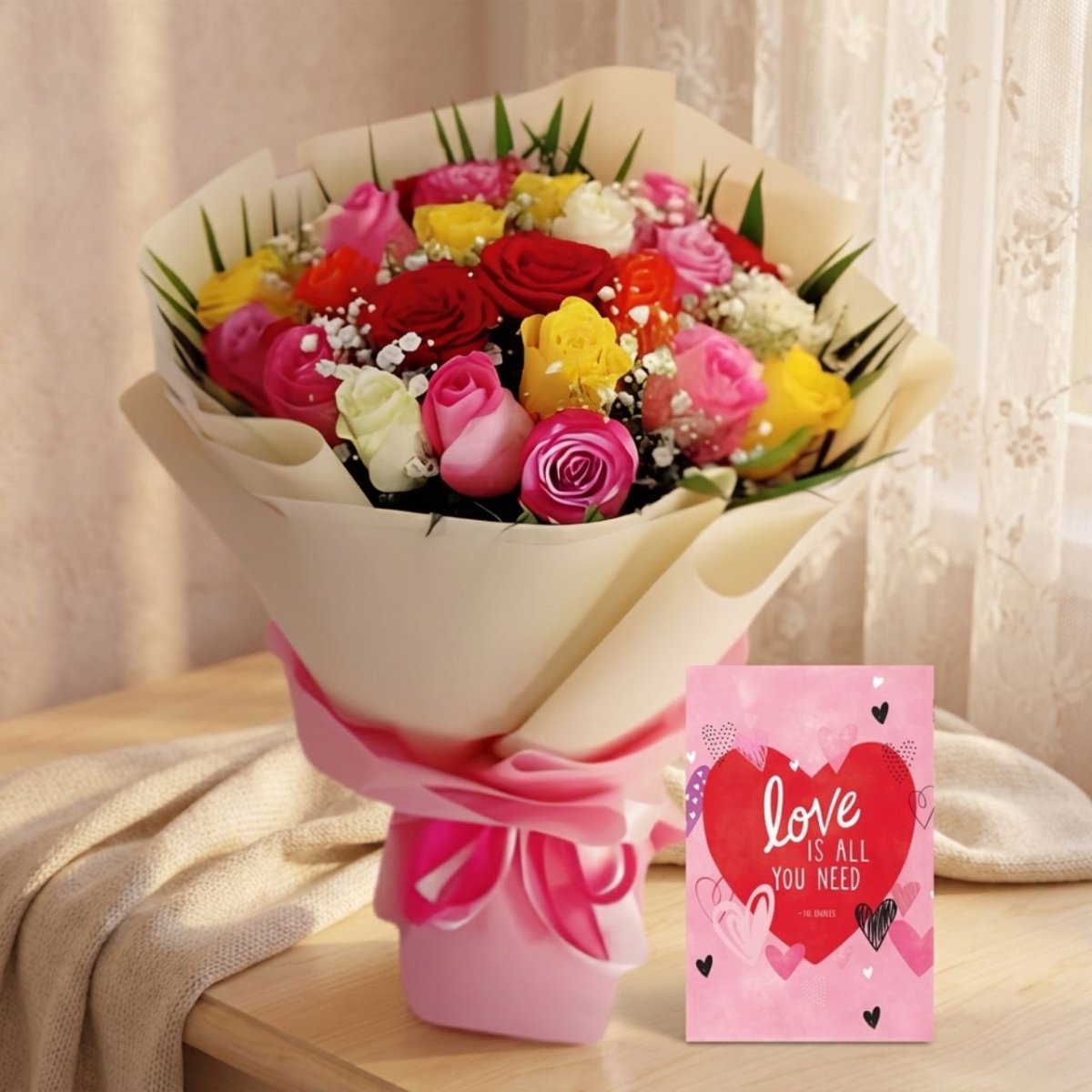 Heartfelt Mixed Rose Bouquet - Flowers to Nepal - FTN