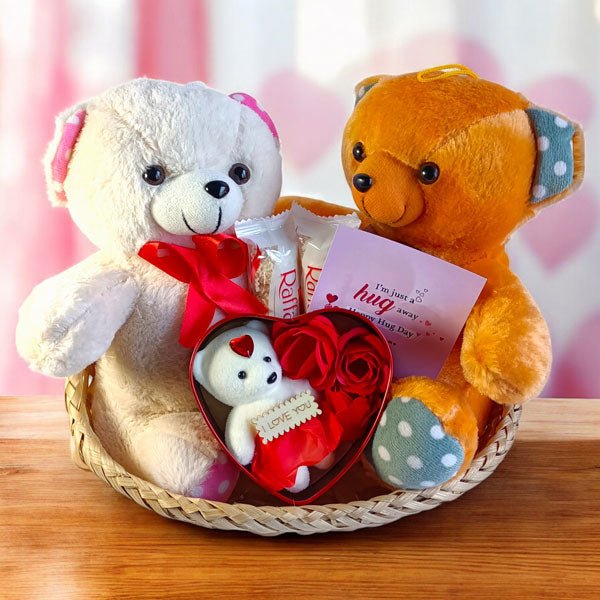 hug day with Teddy Duo & raffaello Treat - Flowers to Nepal - FTN