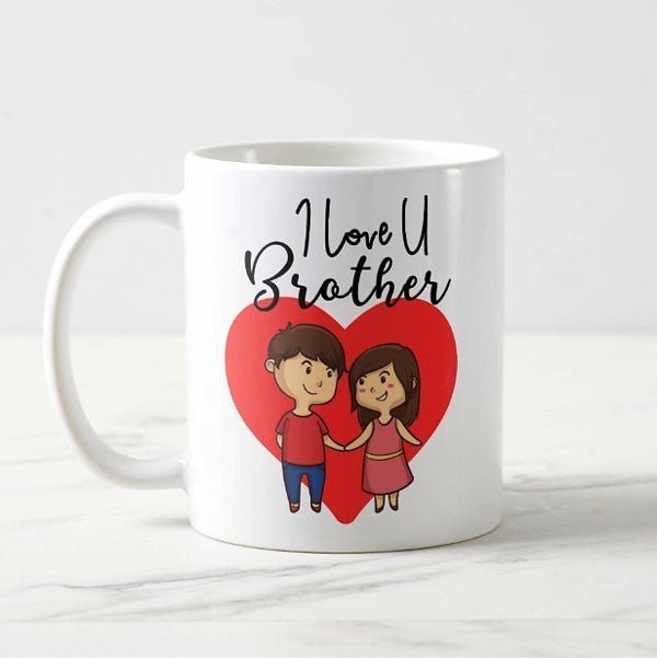 I Love U Brother Printed Ceramic Mug - Flowers to Nepal - FTN