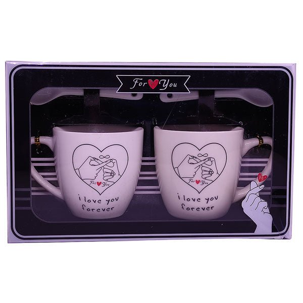 ''I Love You Forever'' Printed Couple Mug With Spoon - Flowers to Nepal - FTN