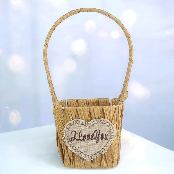 I Love You Printed Beautiful Handled Basket - Flowers to Nepal - FTN