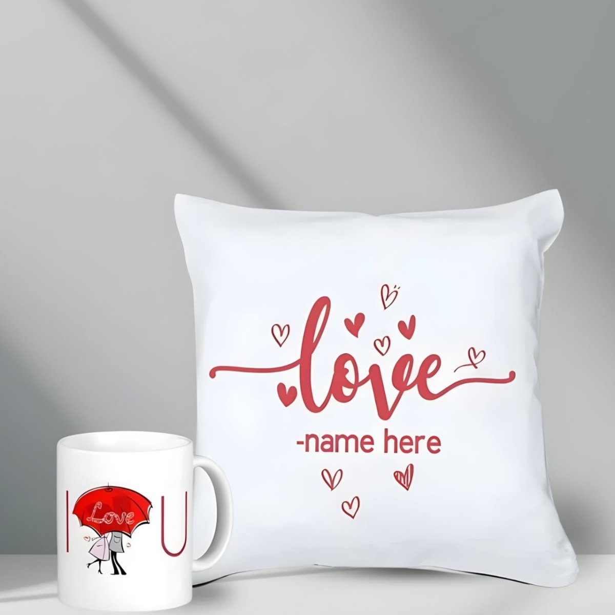 I Love You Printed Umbrella with Cushion Gift Set - Flowers to Nepal - FTN