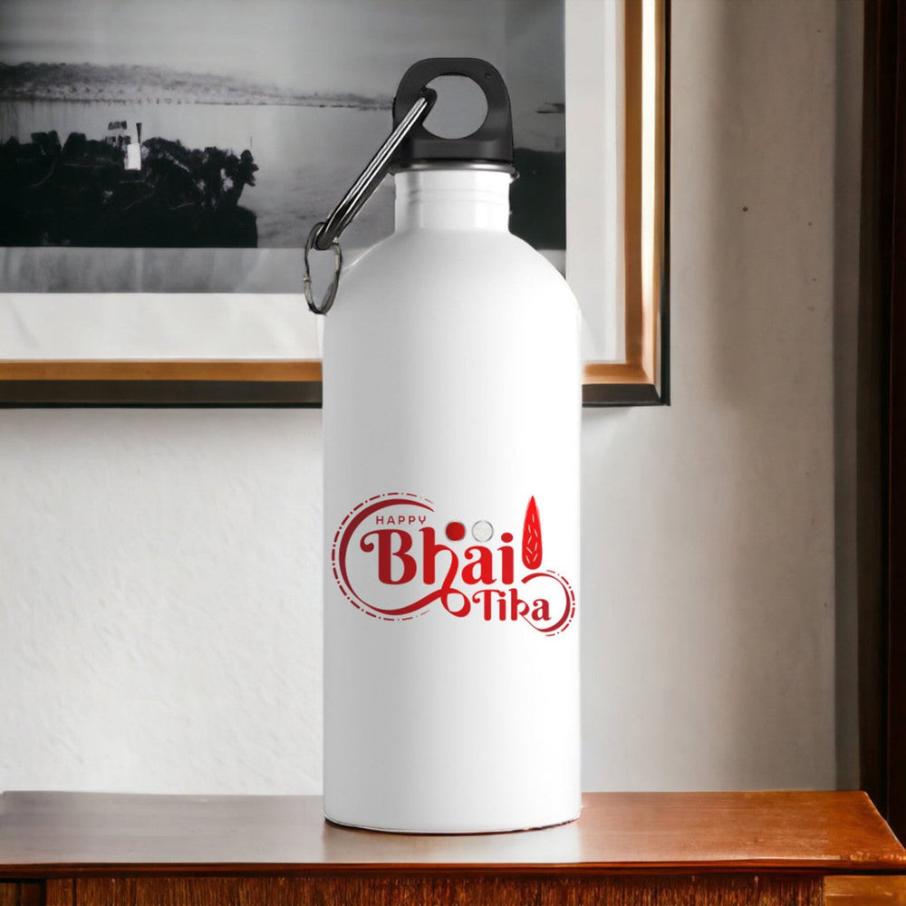 'भाइ टीका' Printed on Aluminium Bottle - Flowers to Nepal - FTN