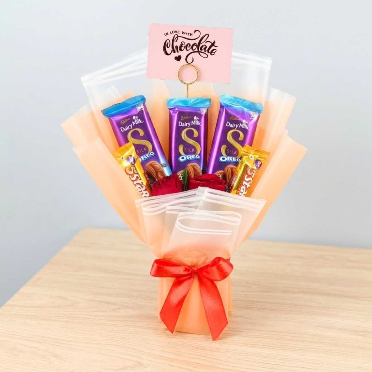 In Love with Chocolate Bouquet with Roses - Flowers to Nepal - FTN