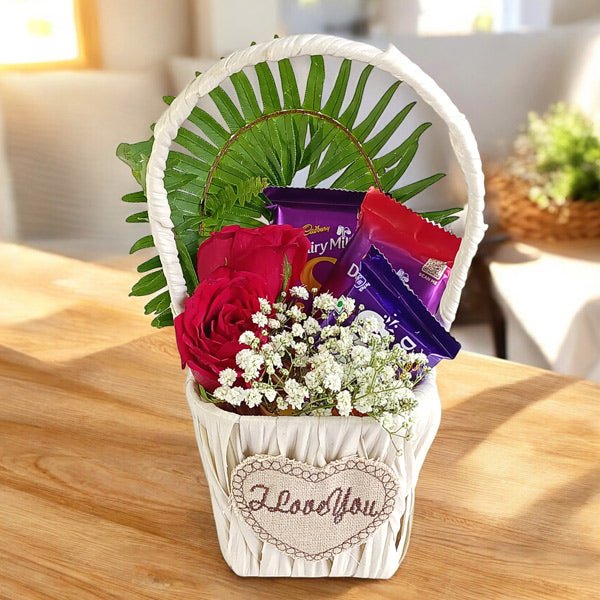 Indulgent Chocolate Basket with Rose - Flowers to Nepal - FTN