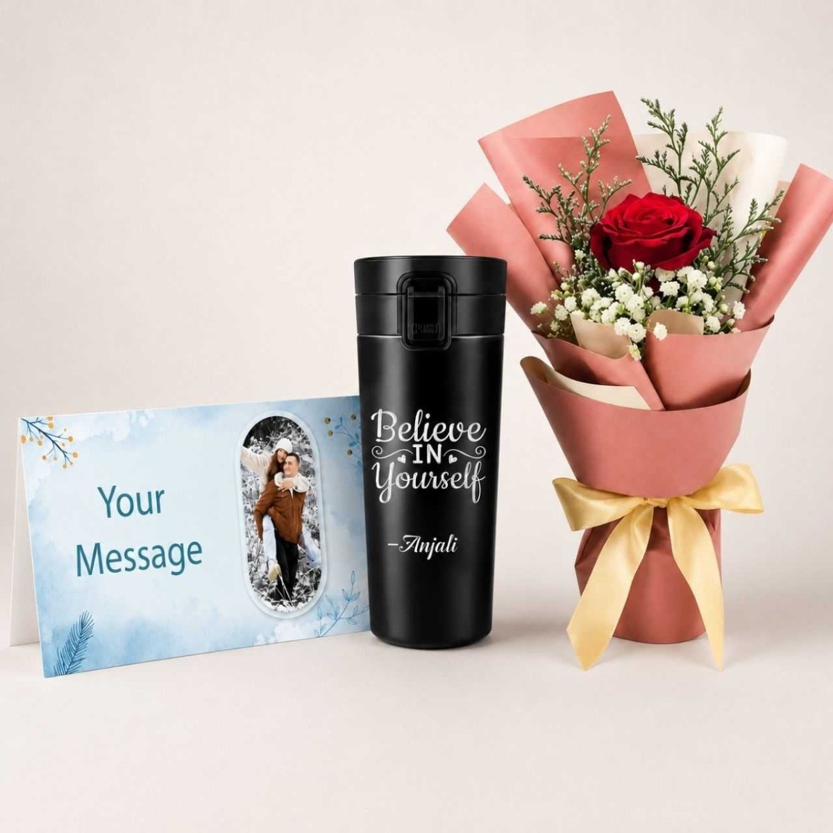 Inspirational Roses & Engraved Cup Surprise Set - Flowers to Nepal - FTN