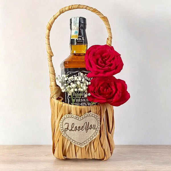 Jack Daniel's 375ml with Roses - Flowers to Nepal - FTN