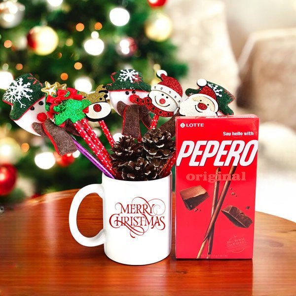 Jolly Vibes with Mug, Pens and Pepero Combo - Flowers to Nepal - FTN