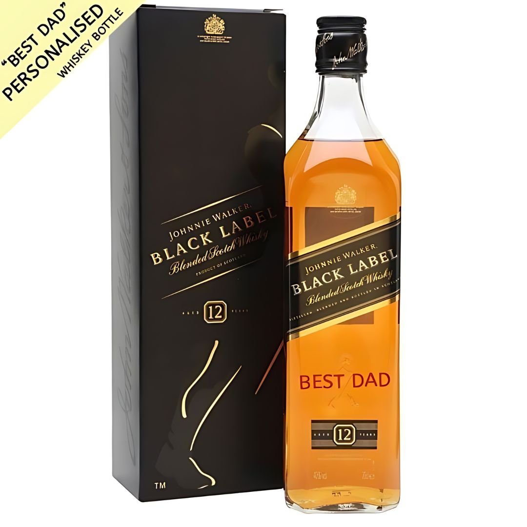 JW Black Label Whisky 1L with Best Dad Print - Flowers to Nepal - FTN