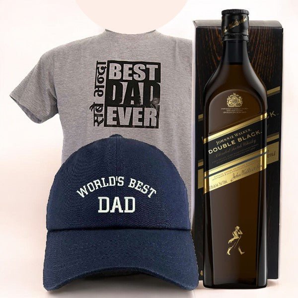 JW Double Black Whisky 1000ml & Best Dad Combo - Flowers to Nepal - FTN