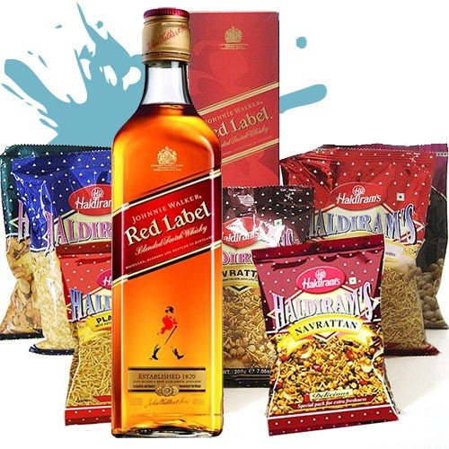 JW Red Label Whisky 1000Ml with Snacks 7 Flavours - Flowers to Nepal - FTN