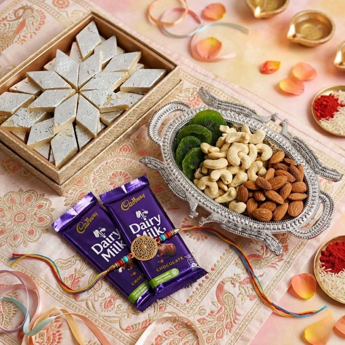 Kaju Katli & Dry Fruits Rakhi Comb - Flowers to Nepal - FTN
