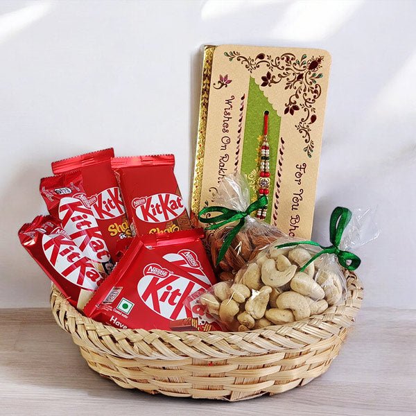 KitKat Chocolate Combo with Dry Nuts and Rakhi for Raksha Bandhan - Flowers to Nepal - FTN