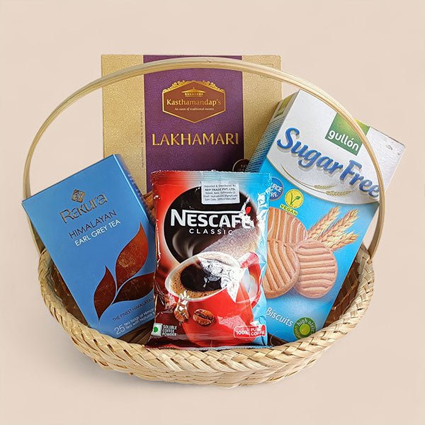 Lakhamari, Biscuits & Coffee Basket - Flowers to Nepal - FTN