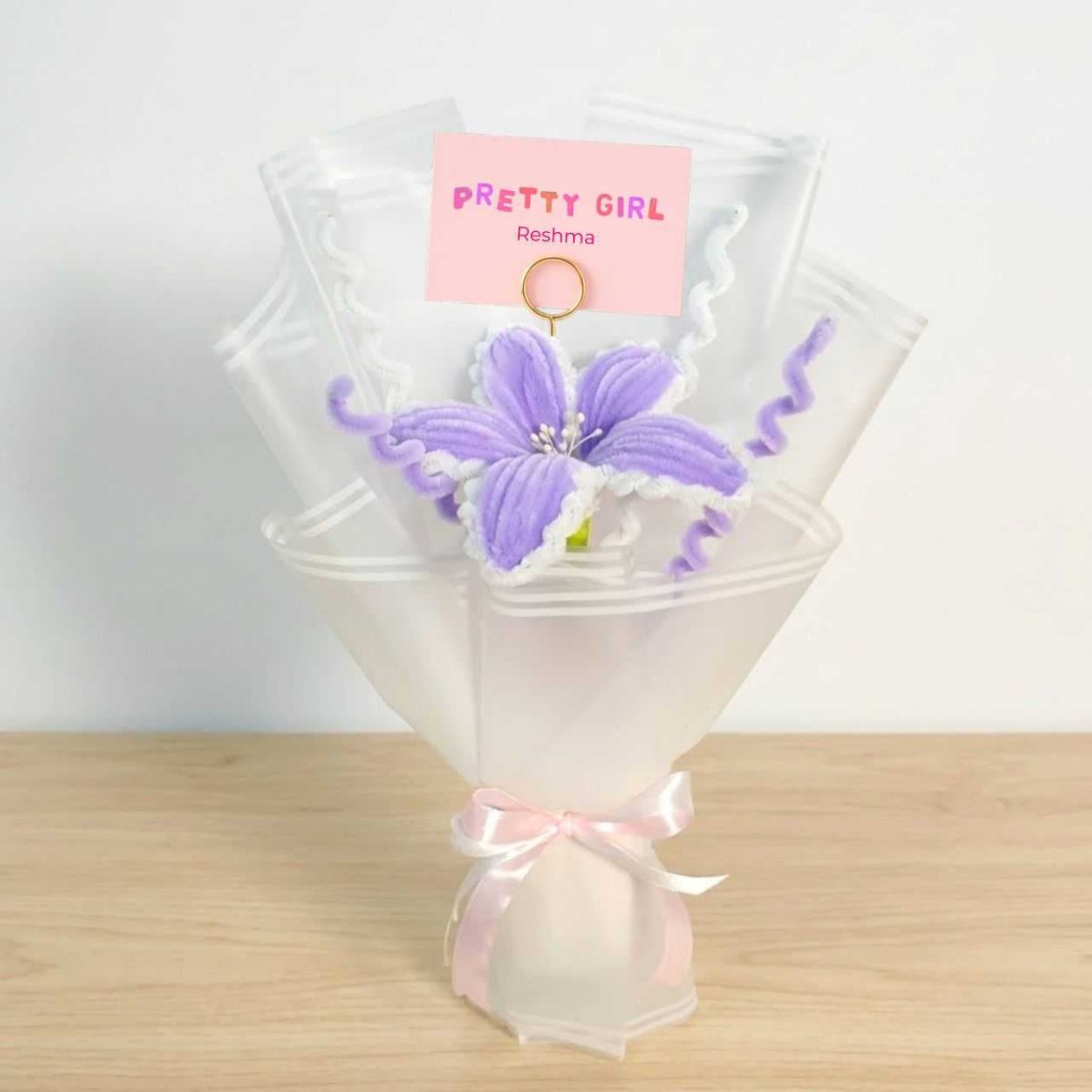Lavender Fuzzy Lily Bouquet & Card - Flowers to Nepal - FTN