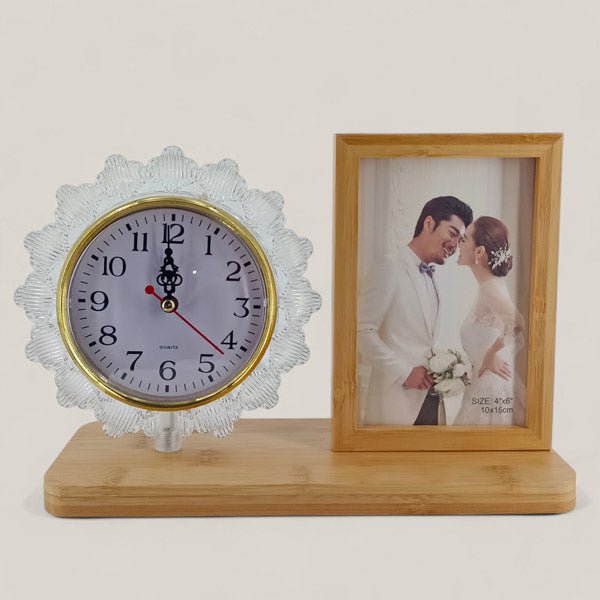 LED - Lit Custom Photo Frame with USB - Powered Clock - Flowers to Nepal - FTN