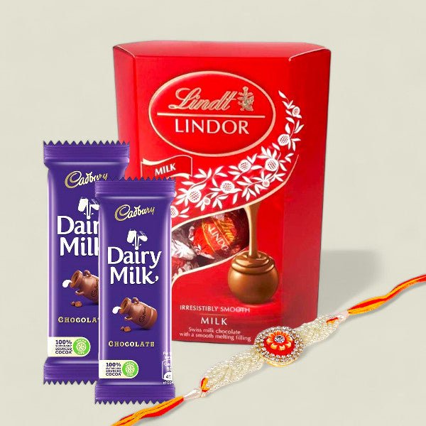 Lindt Lindor & Cadbury Chocolates with Rakhi - Flowers to Nepal - FTN