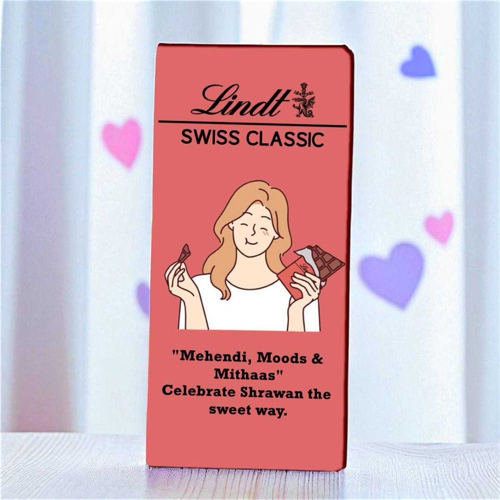 Lindt Swiss Milk Chocolate 100g with Shrawan Wrapper - Flowers to Nepal - FTN