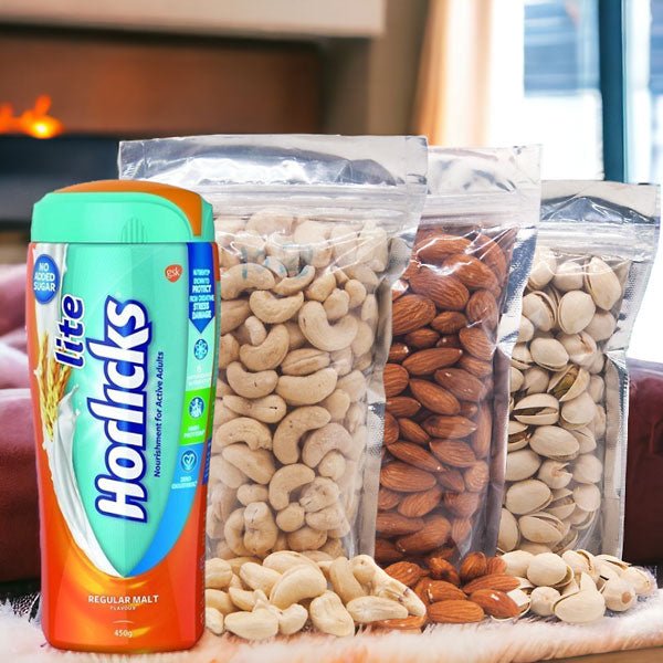 Lite Horlicks and Dry Nuts Pouch Combo - Flowers to Nepal - FTN