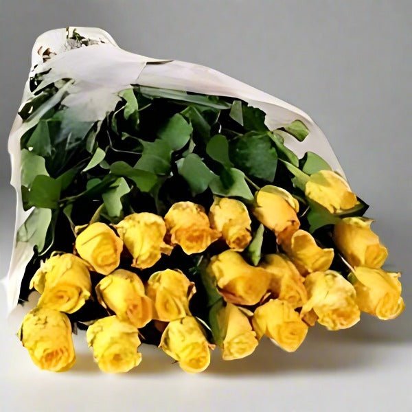 Long Stem 20 Yellow Roses Bouquet - Flowers to Nepal - FTN