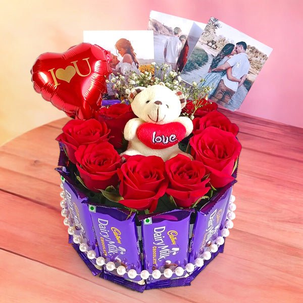 Love Bundle: Teddy, Roses, Chocolates & Photos - Flowers to Nepal - FTN