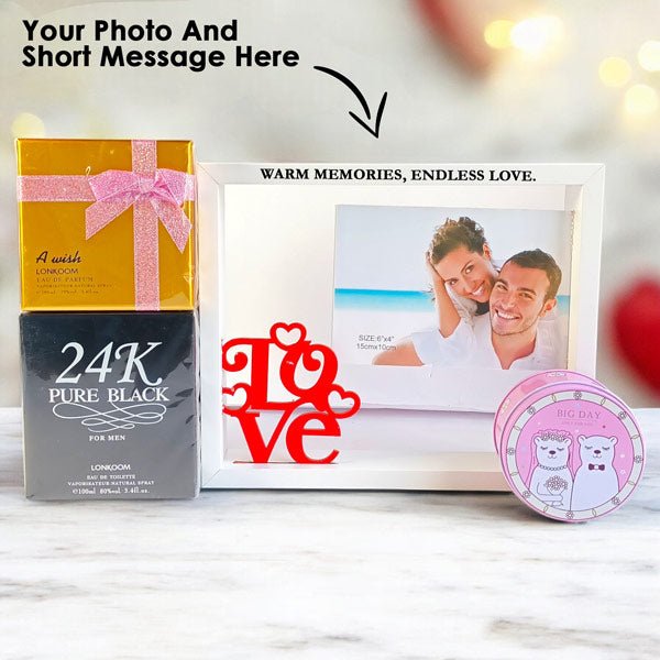 Love Essence Gift Set: Perfume, Photo Frame & Candle - Flowers to Nepal - FTN