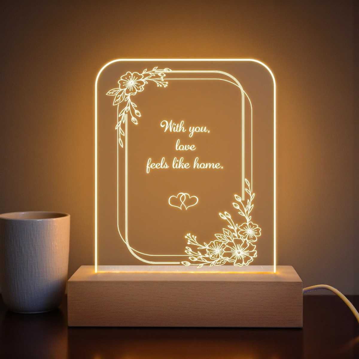 Love Feels Like Home Acrylic Lamp - Flowers to Nepal - FTN