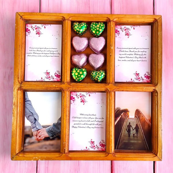 Love Frame: Custom Images, Text card & Chocolates - Flowers to Nepal - FTN