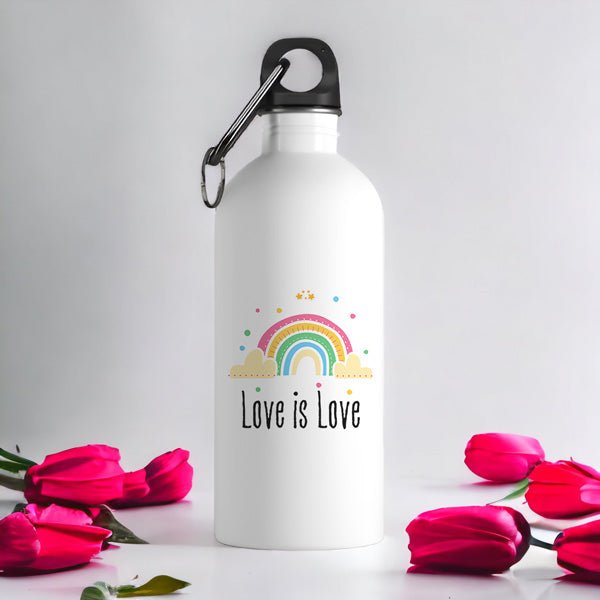 'Love is Love' Printed Aluminium Water Bottle 750ml - Pride Month Special - Flowers to Nepal - FTN
