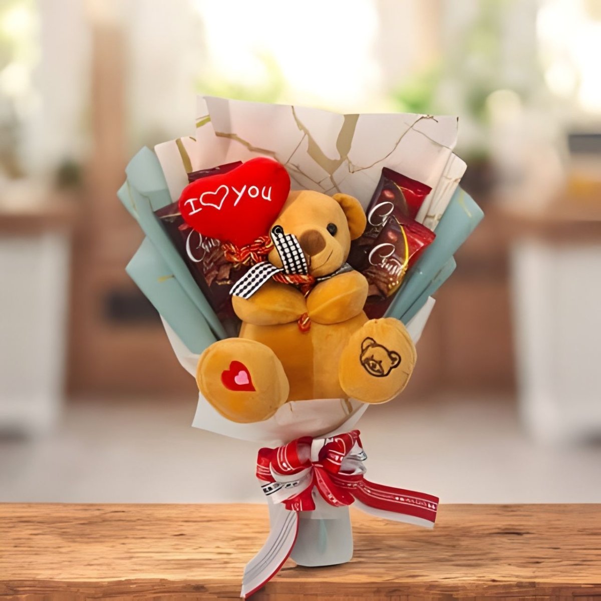 Love Teddy & Chocolates Gift Bouquet - Flowers to Nepal - FTN