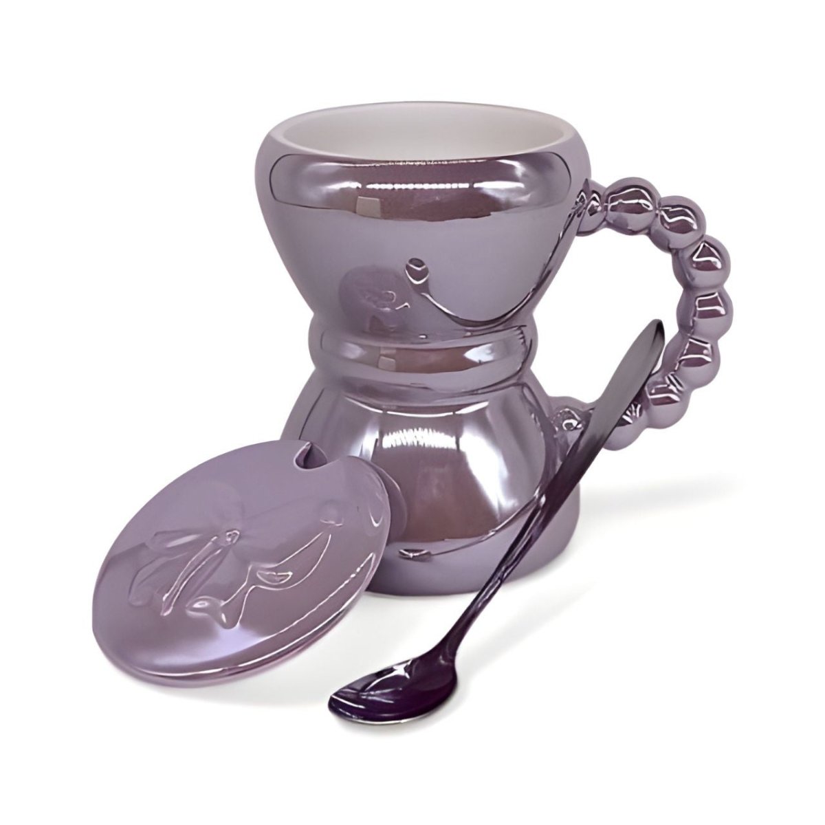 Lovely Ceramic Cup Grey With Lid - Flowers to Nepal - FTN