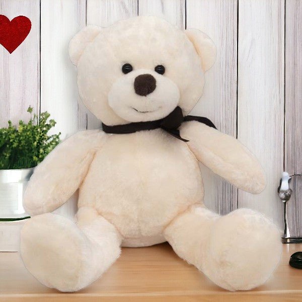 Lovely Cream Teddy Bear Soft Toy – 14 Inch - Flowers to Nepal - FTN