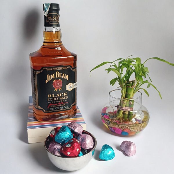 Lucky Bamboo and Premium Whisky Combo - Flowers to Nepal - FTN