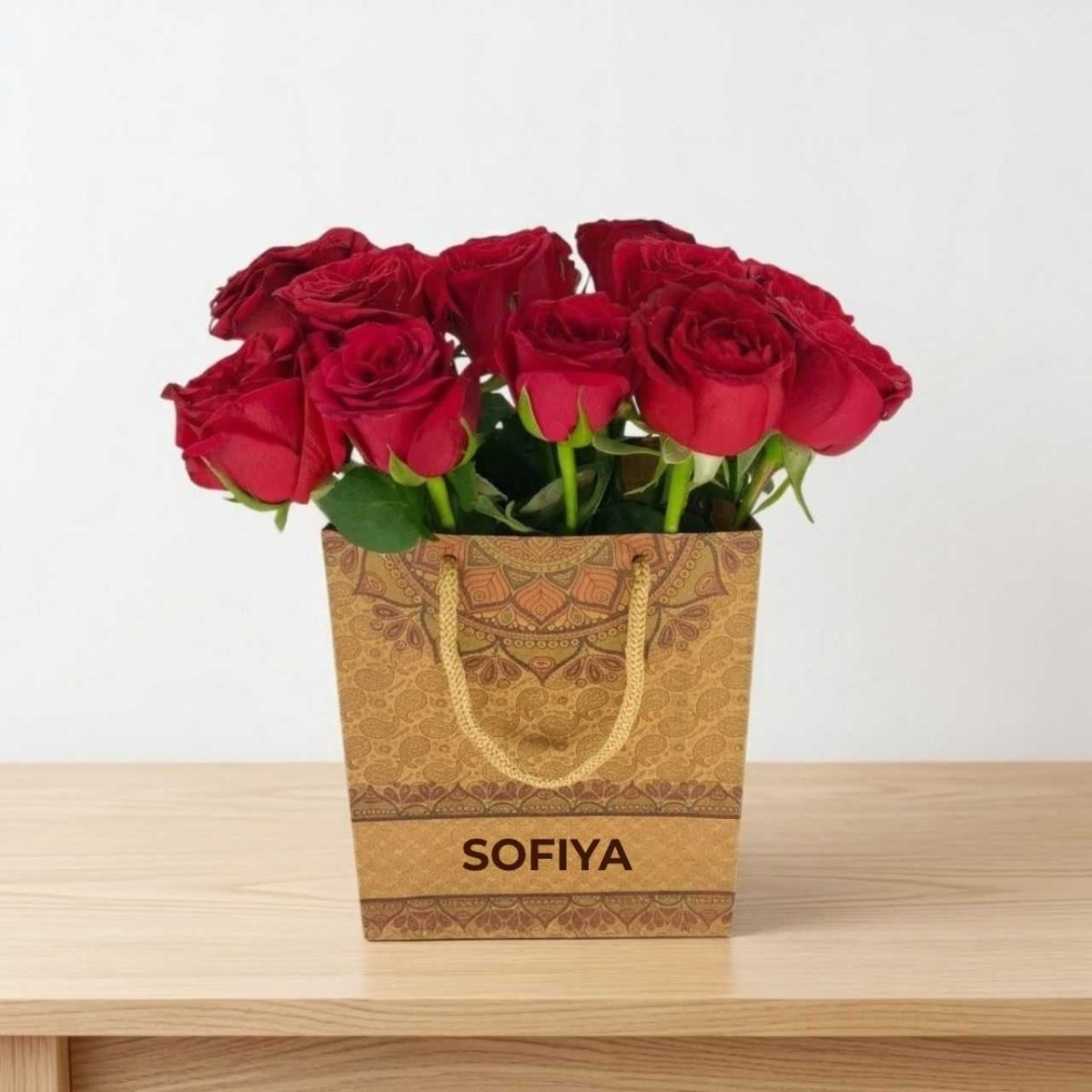 Luxury 12 Red Roses Bag Gift - Flowers to Nepal - FTN
