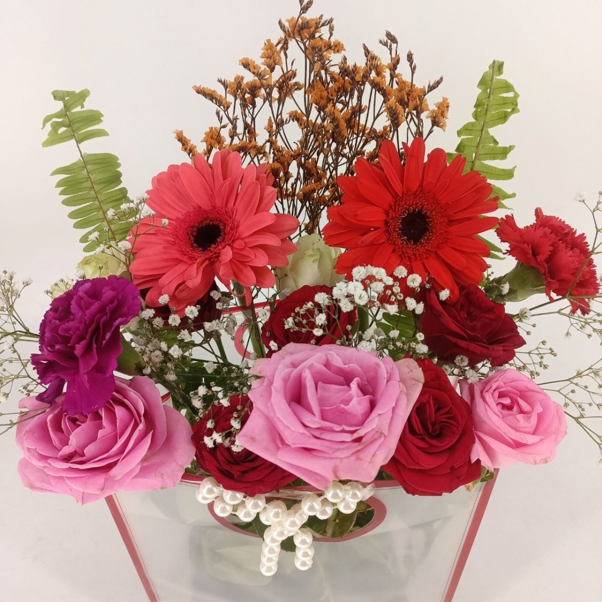 Luxury Floral Gift Bag with Pearl Decoration - Flowers to Nepal - FTN