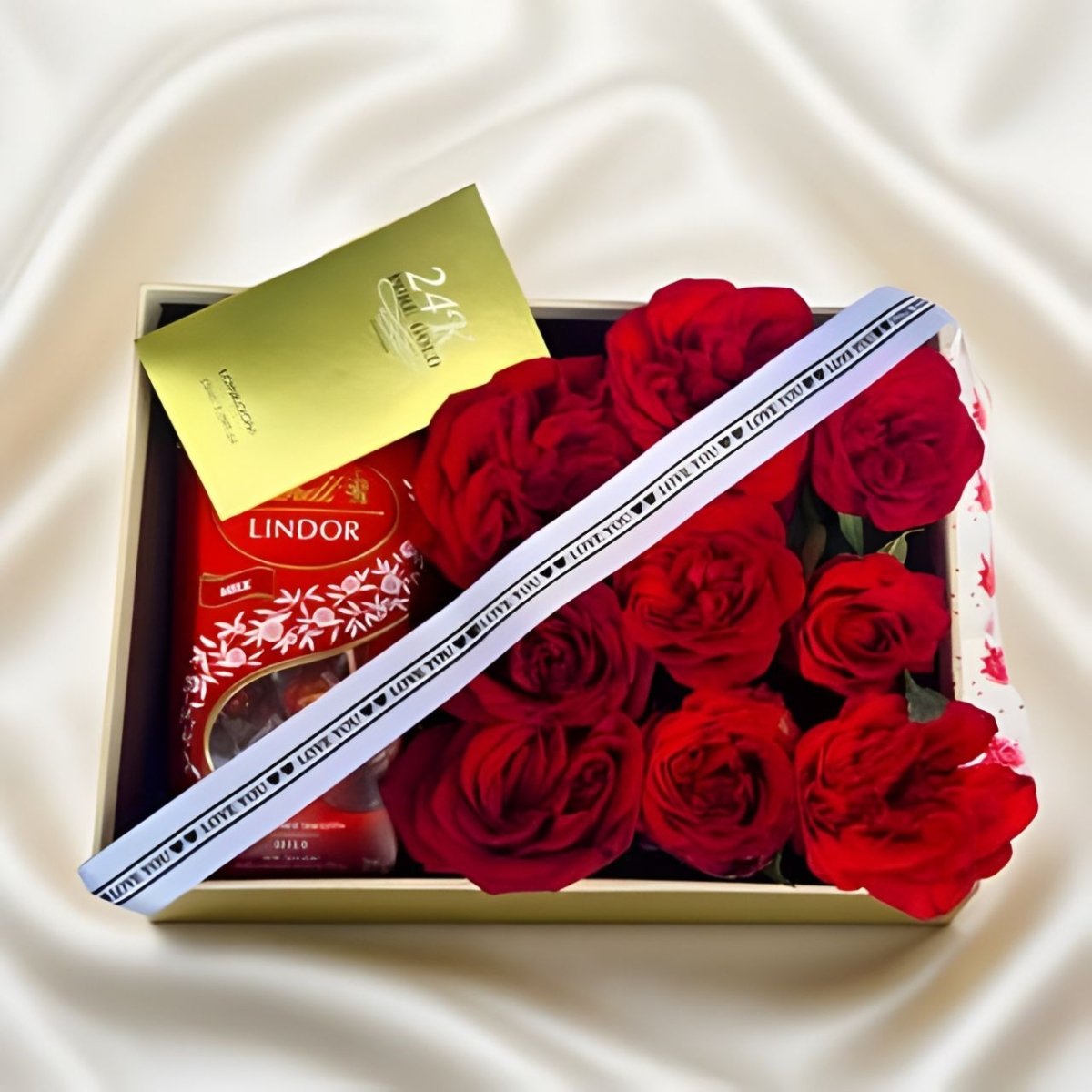 Luxury Romantic Roses, Perfume & Chocolates Box For Her - Flowers to Nepal - FTN