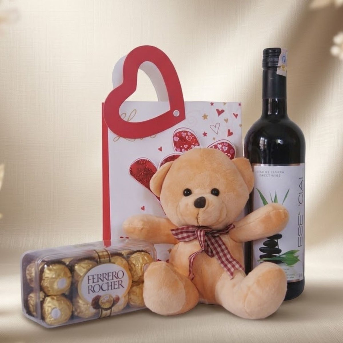 Luxury Wine, Chocolate & Teddy Hamper - Flowers to Nepal - FTN