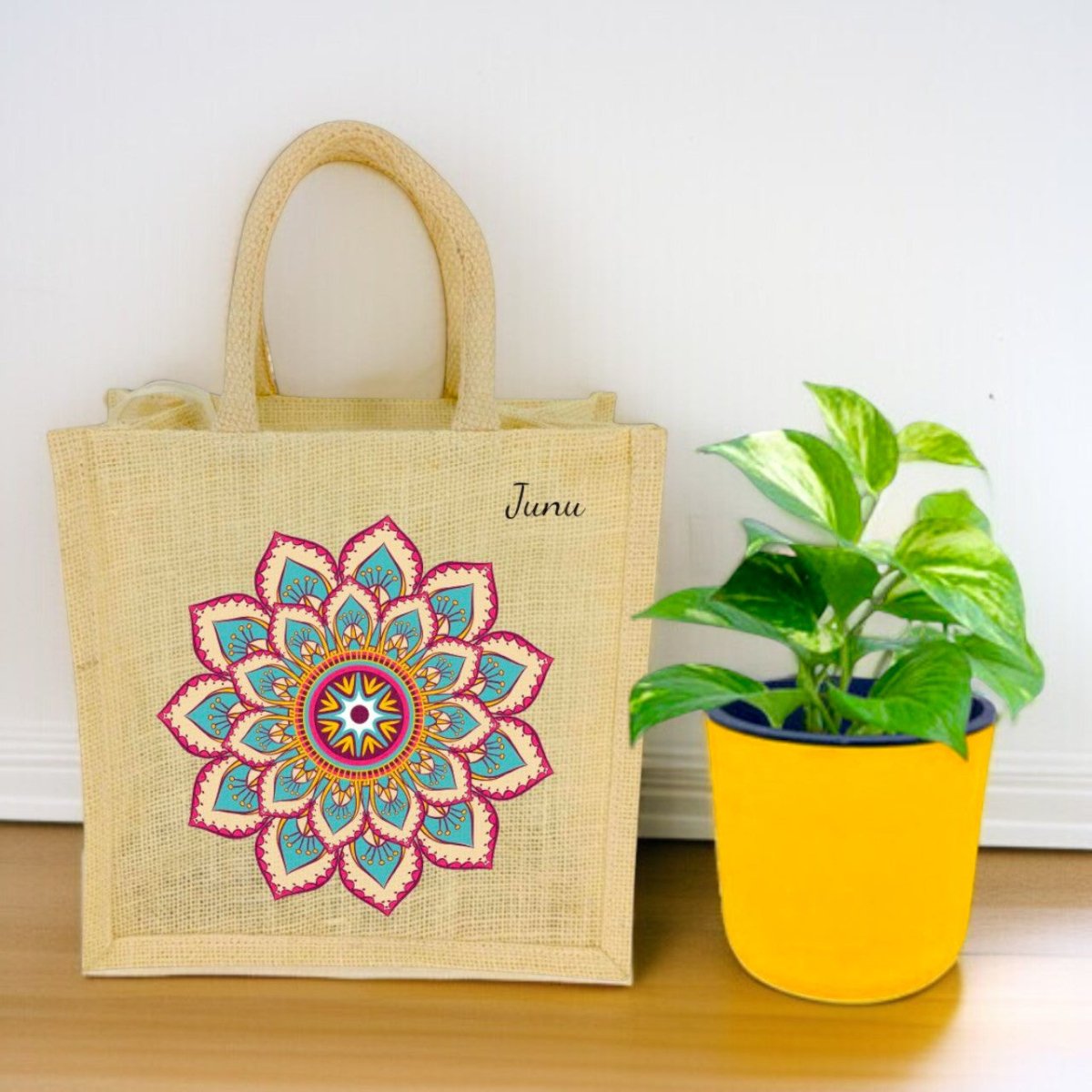 Mandala Print Personalized Bag & Money Plant Gift Set - Flowers to Nepal - FTN