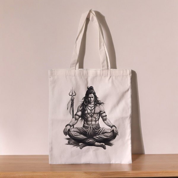 Medium Tote Bag with Lord Shiva Design - Flowers to Nepal - FTN