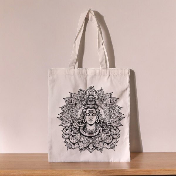 Medium Tote Bag with Lord Shiva Print - Flowers to Nepal - FTN