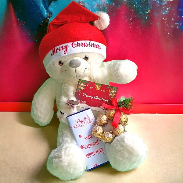 Merry Christmas Combo with Teddy and Personalized Chocolates - Flowers to Nepal - FTN