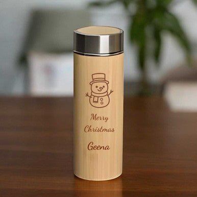 Merry Christmas Personalized Bamboo Bottle – 500ml - Flowers to Nepal - FTN