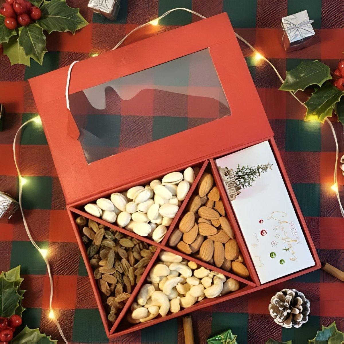 Merry Christmas Personalized Chocolate & Healthy Dry Nuts Gift Box - Flowers to Nepal - FTN